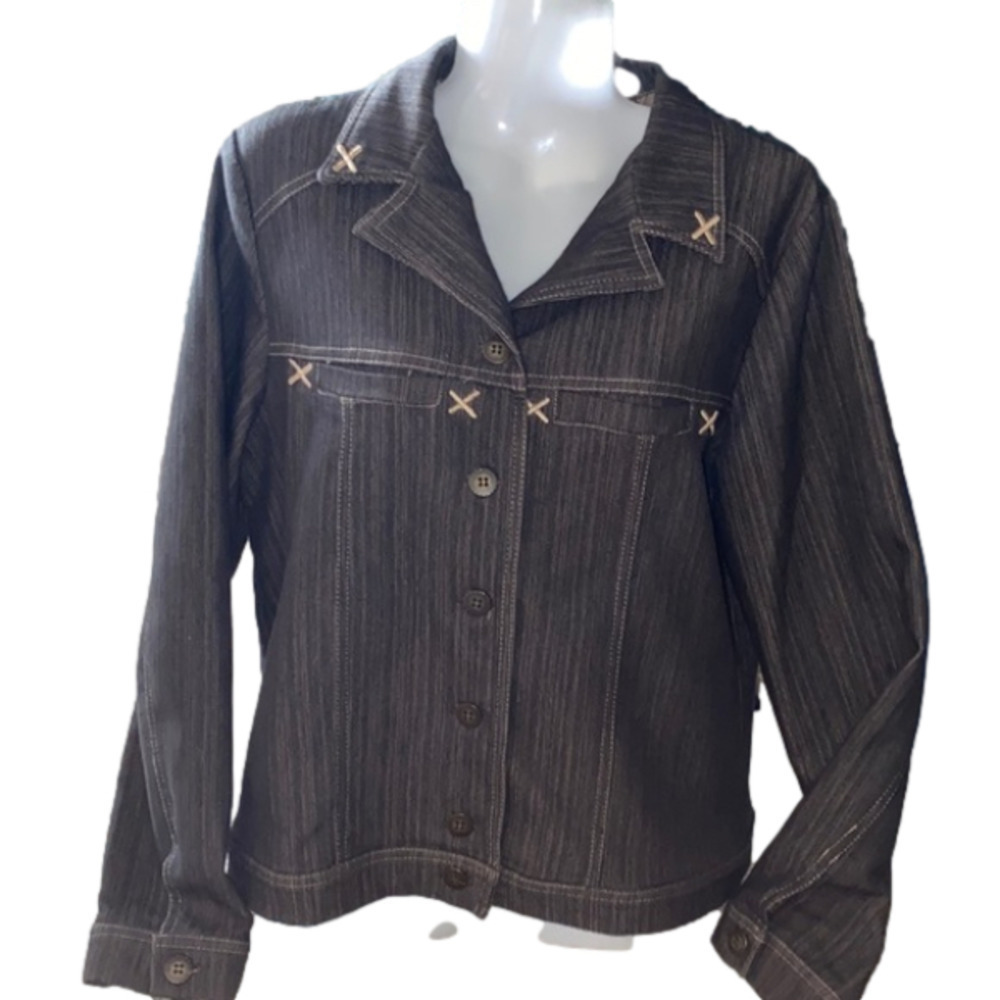 SOFT Works  Petites Brown/Black Jacket (Size 4)